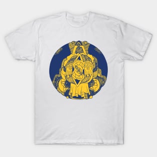 Navy Gold Circle of Ornament T-Shirt